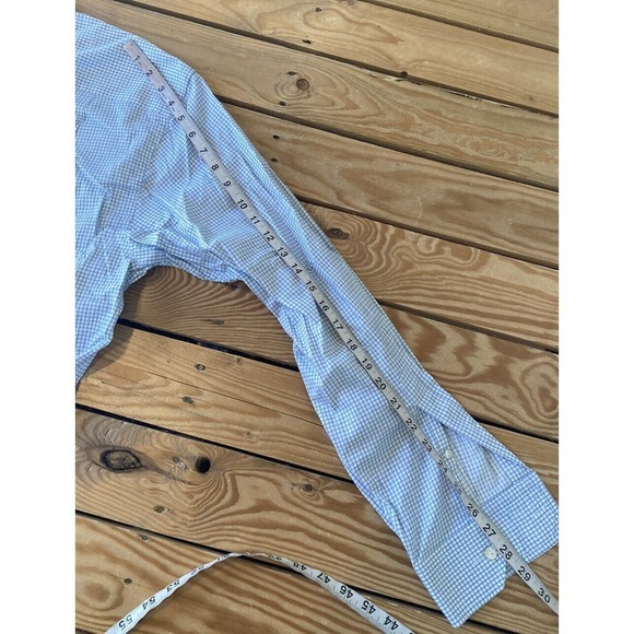 Eton Button Down Check Dress Shirt Size 17.5 Men’s Blue - Picture 8 of 8